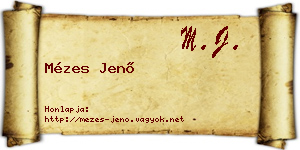 Mézes Jenő névjegykártya